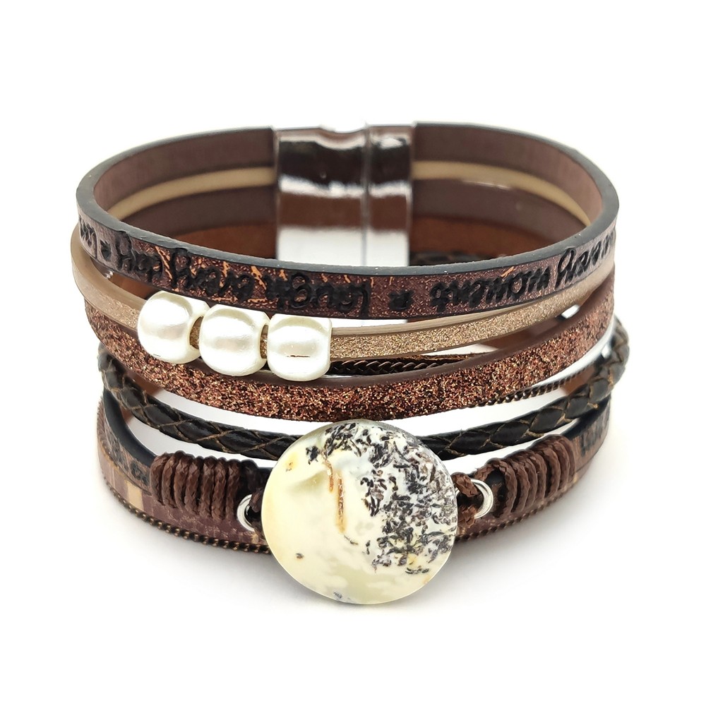 Браслет на кож.  ремешке Янтарь