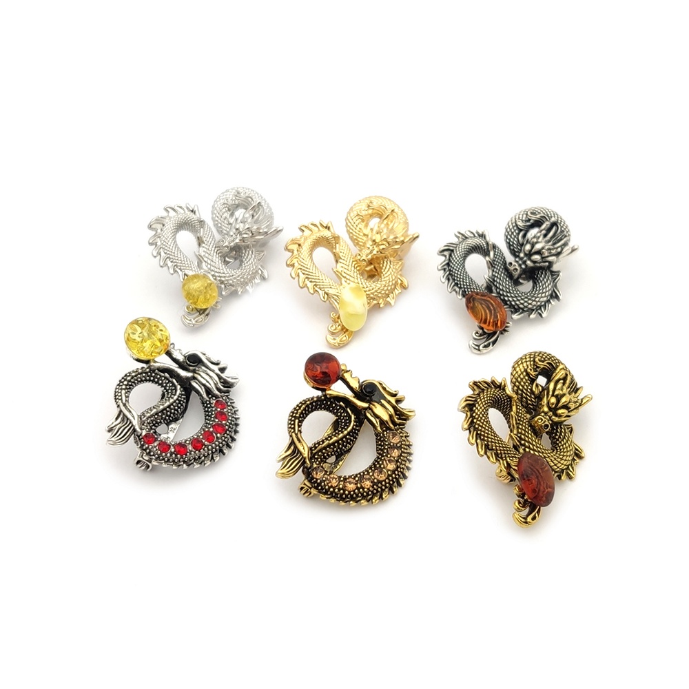 Брошь "Дракон М.2" янтарь